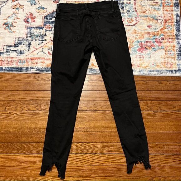 FRAME Denim Black Le High Skinny Chewed Hem Distressed Skinny Ankle Jeans - Picture 3 of 7